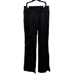 Cache Womens Y2K Dress Pants Size 2 Black Low rise Flare Straight Leg Zip Pocket